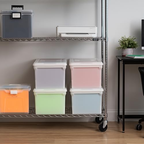 IRIS USA 4-Pack Snap File Box with Locking Lid, Black | Organize lesson plans, classroom files and teaching materials with convenient storage for teachers, schools and educators - style: Wing Lid - 4 Pack