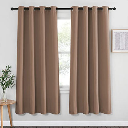 NICETOWN Kitchen Blackout Curtain and Drape - Triple Weave Energy Saving Thermal Insulated Solid Grommet Blackout Panel for Patio (Single Panel, 52 inches by 72 inches, Cappuccino) - color: Cappuccino, size: 52"W x 72"L (Pack of 1)