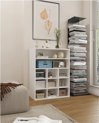 HAIOOU Shoe Cubby, 9-Cube Stackable Wood Shoe Rack Organizer 24 Inch, White | 5-Tier Freestanding Shoe Stand with 2 Storage Shelf, Holds 10-15 Pairs, Ideal for Apartment, Entryway, Closet Organization