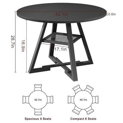 Jocoevol Round Dining Table for 4,Kitchen Dining Room Circle Dinner Pedestal Table,Space Saving Wood Kitchen & Dining Room Furniture (Black, 42In) - color: Black, size: 42In