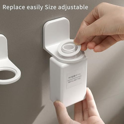 2 Pack Soap Dispenser Holder for Bathroom, Wall Mounted Adhesive Shampoo Bottle Holder, No Drill Soap Bottle Shelf for Hand Soap, Dish Soap, Lotion and Conditioner