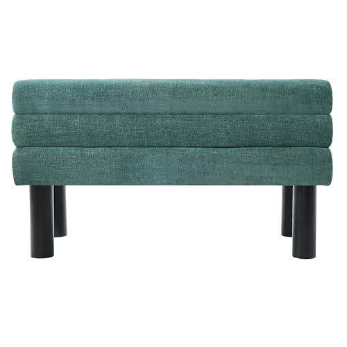 Christopher Knight Home Wally Fabric Upholstered Dining Bench, Long Dining Room Chair, Wooden Entryway Bench, Bedroom End of Bed Bench, Teal Green+Black - color: Teal Green+black