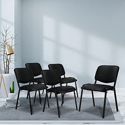 VINGLI 10-Pack Waiting Room Chairs, Stackable Chair for Office, Pu-Black | Stacking Chairs, Armless Church Chairs, Space-saving, Guest & Reception, Office Lobby, Business Hall - color: Pu-black, size: 10-pack