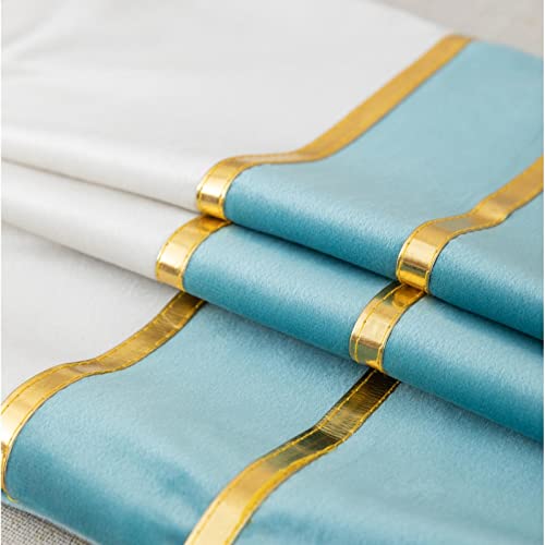 ZLINA Gold Leather Striped Throw Pillow Covers 22×22 Inch.Aqua Green | 2-Pack,Velvet fabric two tone pillow cover,with gold leather stripe decoration cushion covers,for Sofa Bedroom Home Decor - color: Aqua Green, size: 22" x 22" (Pack of 2)