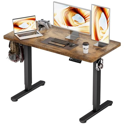 BIZUM Standing Desk Electric Adjustable Computer Desk-Stand up Desk Office Gaming Home Office Memory Desks 48x24 inches Black Frame/Rustic Brown Top - color: Rustic Brown, size: 47.2*23.6 Inch