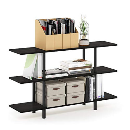Furinno Turn-N-Tube 3-Tier Wide Display Shelf, Espresso/Black | Wide Accent Display Shelf, Open Shelves, Round Tubes, for Organization and Storage, Living Room, Garage, Home Office - color: Espresso/Black, style: 3-Tiers