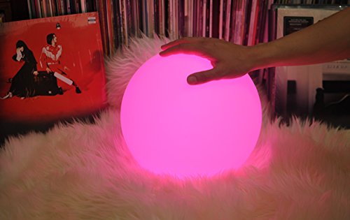 Mr.Go 8-inch Ultra-Fun LED Glowing Ball Light w/Remote, RGB Color Changing Globe Mood Lamp, 16 Colors 8 Brightness 4 Lighting Modes, Waterproof, Rechargeable & AC Adapter Power, Stunning Light Orb - color: Ball 8"