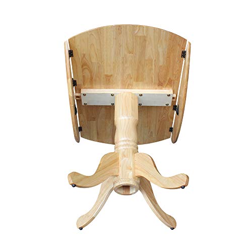 IC International Concepts 42" Solid Wood Drop Leaf Pedestal Dining Table - color: Natural