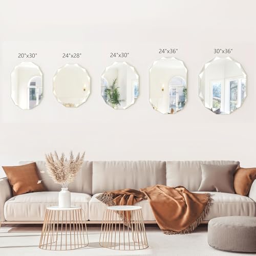 24x24 Inch Bathroom Mirrors for Over Sink, Round Frameless Mirrors for Wall | Beveled Bathroom Mirror, Bathroom Vanity Circle Mirror for Bedroom Living Room Entryway Home Decor - color: Round, size: 24"L x 24"W