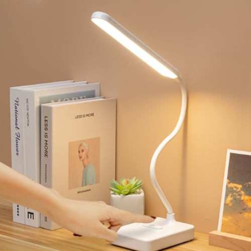 Cordless LED Desk Lamp Rechargeable 2000mAh Battery 3 Colors 6 Brightness Dimmable Foldable Eye-Caring Table Lamp White