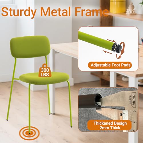 Sidanli Stackable Waiting Room Chairs, Armless Dining Chairs Without Wheels Set of 4 with Comfotable Cushion for Reception Break Room Lobby, Green - color: Green