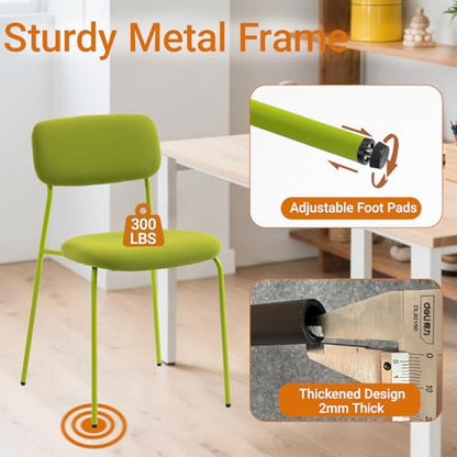 Sidanli Stackable Waiting Room Chairs, Armless Dining Chairs Without Wheels Set of 4 with Comfotable Cushion for Reception Break Room Lobby, Green - color: Green