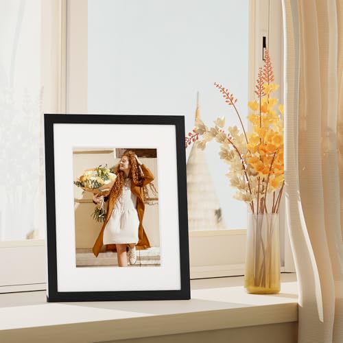 Vittanly 8.5x11 Picture Frames Set of 4, for Wall Mounting, Black | Display Pictures 6x8 with Mat or 8.5x11 without Mat, Gallery Wall Frame Set Engineered Wood with Shatter Resistant Plexiglass - color: Black, size: 8.5x11