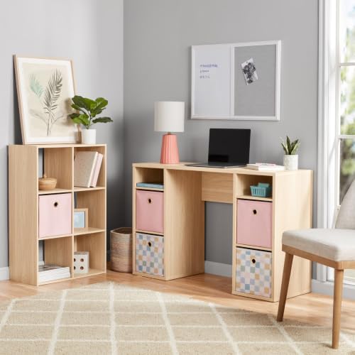 6 Cube Modular Storage Organizer Spring Pine Open Bookshelf Cabinet | Wood Cube Shelving Unit for Bedroom Living Room Office, 6 Compartment Open Cubby Display Storage Rack