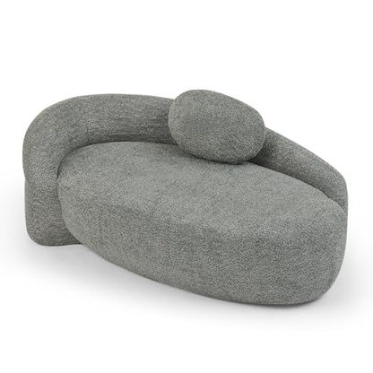 Modern Oval Single Lazy Sofa Chair, Bouclé Fabric Single Lounge Chair with Integrated Backrest, Side Armrest and Pillow, Compact Space-Saving Lounge Chair for Living Room Bedroom (Dark Gray//033) - color: Dark Gray//033