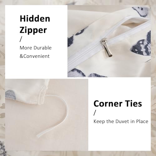 Butterfly Duvet Cover Set Queen Size 100% Cotton Duvet Cover 3 Pcs Cute Butterfly Printed Comforter Cover with Zipper Closure Soft and Lightweight Cotton Duvet Cover - color: Butterfly, size: Queen