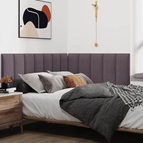 IFNOW Wall Mounted Headboard, Peel and Stick Panels, Dark Purple, Queen | Upholstered 3D Soundproof Acoustic Panels, Reusable and Removable, Padded Leather Bed Headboard, 6 Panels, 9.84" x 23.62" - color: Leather-dark Purple, size: Twin