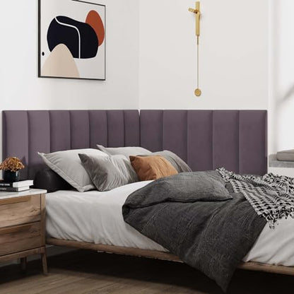 IFNOW Wall Mounted Headboard, Peel and Stick Panels, Dark Purple, Queen | Upholstered 3D Soundproof Acoustic Panels, Reusable and Removable, Padded Leather Bed Headboard, 6 Panels, 9.84" x 23.62" - color: Leather-dark Purple, size: Twin
