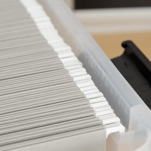 IRIS USA WeatherPro File Box Organizer, Letter/Legal, 32 Qt. 4-Pack, Clear | Organize important documents with water-resistant protection, secure latches, and stackable design for home or office storage - style: WeatherPro - 4 Pack