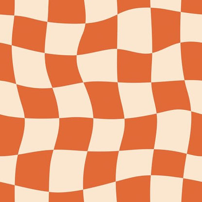 Retro Checkered Wallpaper Peel and Stick Burnt Orange Beige Pink Checkered Contact Paper Waterproof 70s Groovy Mid Century Modern Geometric Wallpaper MCM Wavy Checkerboard Desk Wrap 17.5x80 - size: 17.5" x 80"