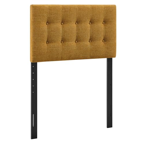 Modway Emily Twin Size Fabric Headboard in Copper - Linen-Like Upholstery with Button Tufting and 7 Adjustable Height Positions - color: Copper, size: Twin