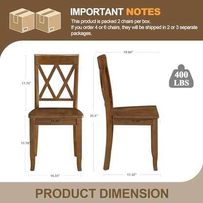 DUHOME Wood Dining Chairs Set of 2,Farmhouse Dining Side Chairs with Cross Back Wooden Kitchen Chairs for Home Kitchen, Dining Room Walnut - color: Walnut, size: 2pcs