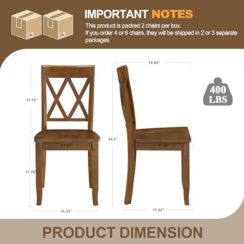 DUHOME Wood Dining Chairs Set of 2,Farmhouse Dining Side Chairs with Cross Back Wooden Kitchen Chairs for Home Kitchen, Dining Room Walnut - color: Walnut, size: 2pcs