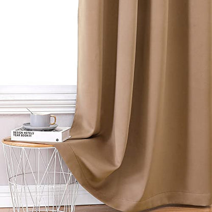 ChrisDowa 100% Blackout Curtains for Bedroom 63 Inches Long 2 Panels Set | 2 Thick Layers, Thermal Insulated, Light Blocking, Grommet, Window Treatment, Living Room Drapes, Cappuccino, 38 x 63 Inch - color: Cappuccino, size: 38"W x 63"L (Pack of 2)