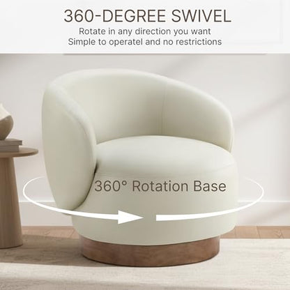 KISLOT Swivel Barrel Accent Chair, Faux Leather, Cream, 1-Pack | Modern Style, Upholstered, for Living Room/Bedroom/Waiting Room - color: Cream, size: Pack of 1