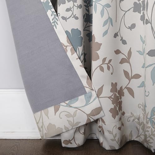 Sun Zero Kara Floral Print Energy Efficient Rod Pocket Curtain Panel, 54" x 63", Stone - color: Stone, size: 54"W x 63"L (Pack of 1)