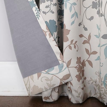 Sun Zero Kara Floral Print Energy Efficient Rod Pocket Curtain Panel, 54" x 95", Stone - color: Stone, size: 54"W x 95"L (Pack of 1)