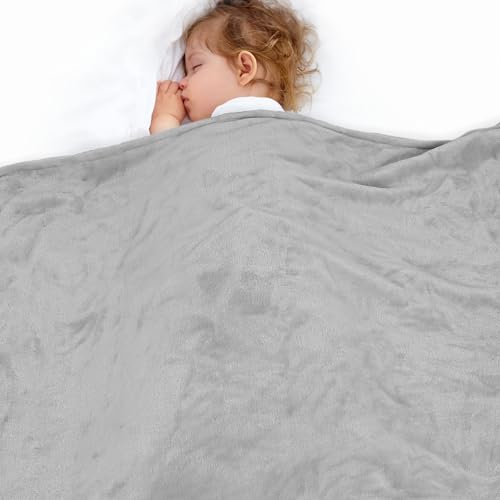 Lukeight Baby Blanket Fleece Toddler Blankets for Boys and Girls, Soft Cozy Fluffy Small Baby Newborn Blankets for Crib, Stroller, Travel and Bed (Light Grey, 30x40 Inches) - color: Solid Light Grey, size: 30 in x 40 in