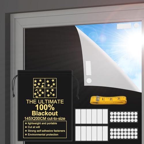 Blackout Curtains 100% Blackout Blinds Window Cover Portable Shades 79”x57” | No Drill, Cuttable Fabric, Temporary Blinds, Indoor Window Shades, Bedroom Nursery RV Travel, Sun Blocker, Room Darkening - size: 57"W x 78.7"L (Pack of 1)