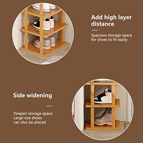 Wood Shoe Rack 5/7/8 Tier - Vertical Shoe Rack for Small Spaces, Tall Narrow Shoe Rack Organizer for Closet Entryway Corner Garage and Bedroom, Skinny Shoe Shelf with Free Stackable DIY (M) - size: Medium