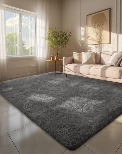 Ophanie 6x9 Area Rugs,Upgrade Non-Slip Fluffy Soft Rugs for Living Room,Large Shag Grey Fuzzy Plush Rug,Gray Shaggy Big Carpets for Bedroom,Kids Boys Girls Dorm Decor with Over 99 pcs Pile fibers - color: 1- Grey, size: 6' x 9' (Rectangular)