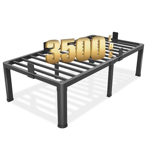 18 inch Twin XL Bed Frame with Round Corner Legs Mattress Slide Stopper,3500 lbs Heavy Duty Metal Platform,No Box Spring Needed,Easy Assembly,Noise Free - size: Twin XL, style: 18 inch