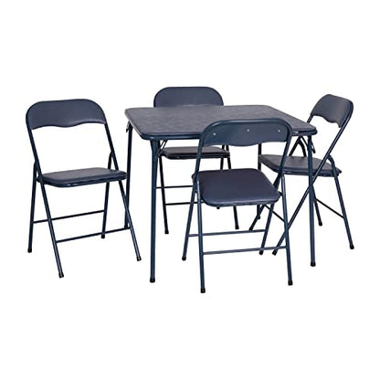 EMMA + OLIVER Navy Square Folding Card Table and Chairs Set for 4 Players | Lightweight, Easy Storage, Padded Top - color: Navy