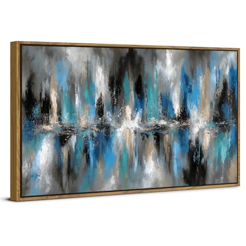 Black and Blue Abstract Wall Art Neutral Painting for Office Living Room Colorful Pastel Brush Stroke Poster Modern Contemporary Artwork Minimalist Canvas Framed Prints Bedroom Home Decorations 20x40 - color: Abstract, size: 20"L x 40"W