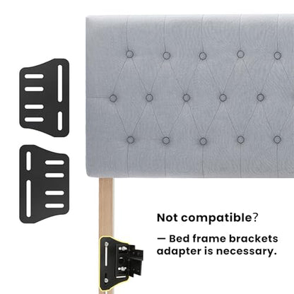 Tufted Upholstered Full Size Bed Headboard in Modern Button Design, Adjustable Solid Wood Head Board, Premium Linen Fabric Padded Headboards in Bedroom (Grey) - color: Gray, size: Full