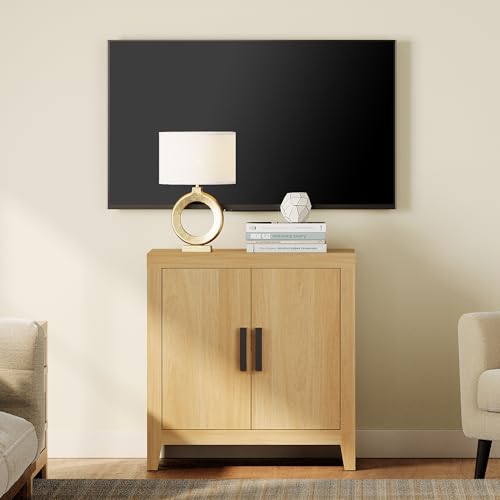 WAMPAT Buffet Cabinet with Storage, Kitchen Sideboard Cabinet with Door and Adjustable Shelf, Modern Farmhouse Credenza Wood Coffee Bar Table for Kitchen, Dining Room, Living Room, Oak - color: Oak