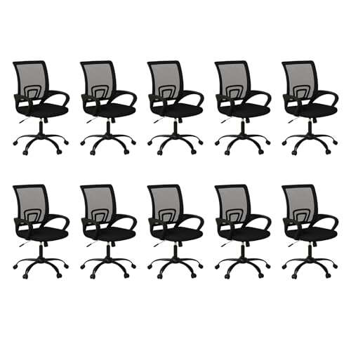 Bonzy Home Ergonomic Conference Room Chairs Set of 10, Rolling Office Chairs with Wheels, Mesh Computer Desk Chair with 360°Swivel, Height Adjustable, 10 Pack - size: 10 Pack