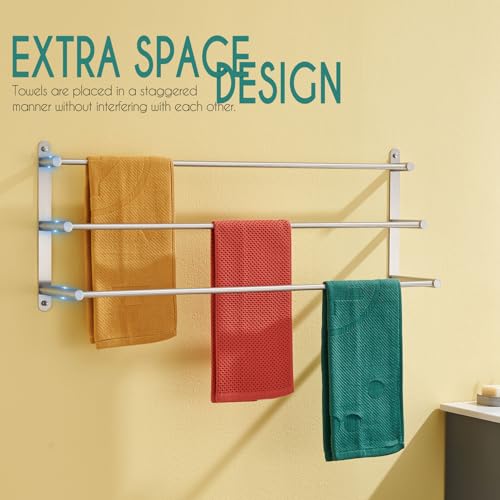 KOKOSIRI Bath Towel Bars 32'' Bathroom 3-Tiers Ladder Towel Rack Wall Mount Towels Shelves Stainless Steel, Brushed Nickel, B5002BR-L32 - color: Brushed, size: 32-Inch