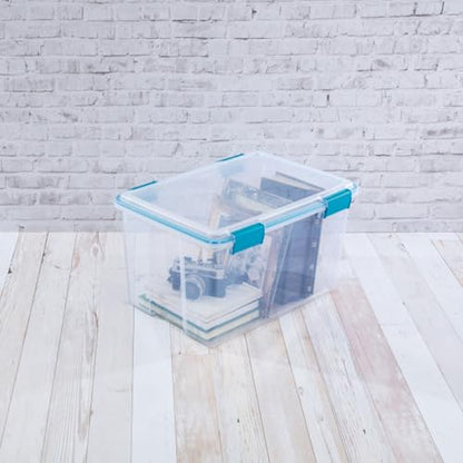 Sterilite 4-Pack 54 Quart Gasket Box, Home Storage Organizer Bins with Lids - Stackable Clear Plastic Containers for Bedroom, Bathroom, Garage, Basement, or Attic - size: 54 Quart, style: 4 Pack