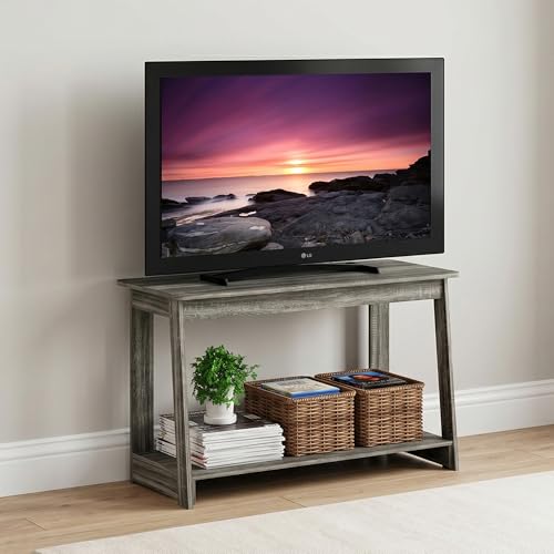 2-Tier Entertainment Center with Open Shelf, TV Console for TV up to 36 Inch, TV Stand, for Bedroom, Living Room, French Oak - color: French Oak