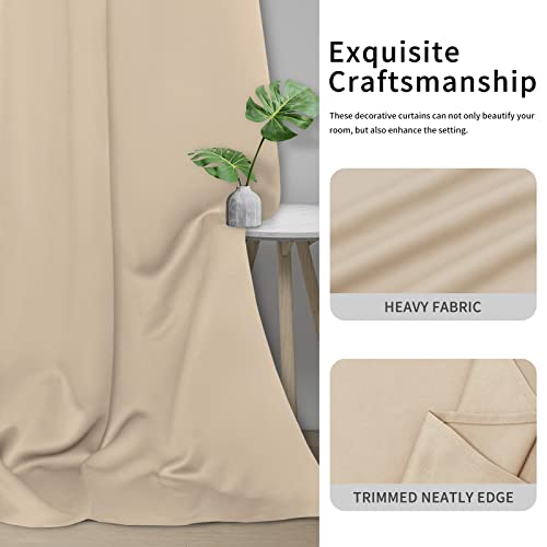 Easy-Going Thermal Grommet Blackout Curtains, 2 Panels 34x45 in, Beige | Washable Grommet Top Window Drapes for Bedroom and Living Room, Noise Reduction, Room Darkening - color: Beige, size: 34"W x 45"L (Pack of 2)
