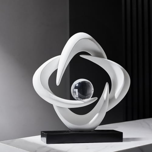 FJS Modern Abstract Sculpture Decor, 10.8" White Resin Art Statue | White Resin Art Statue for Coffee Table, Bookshelf, Living Room, Office, Hotel or Modern Home Decor Display - color: White