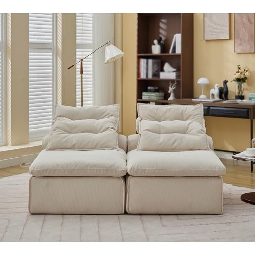 Apartment, Modular Sofa,Chair,2 Seats,Fabric,Upholstered,Soft,Lumbar Pillow, with backrest,Reading Nook, Living Room, Lounge,No Armrests,66 * 37.9 * 33''