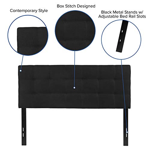 Emma + Oliver Black Full Quilted Tufted Headboard | Adjustable Bed Rail Slots, Fabric Upholstered - color: Black, size: Full