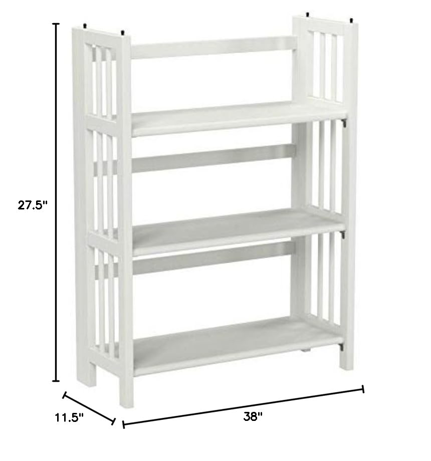 Casual Home 3-Shelf Folding Stackable Bookcase (27.5" Wide)-White - color: White, size: 3-Shelf Stackable