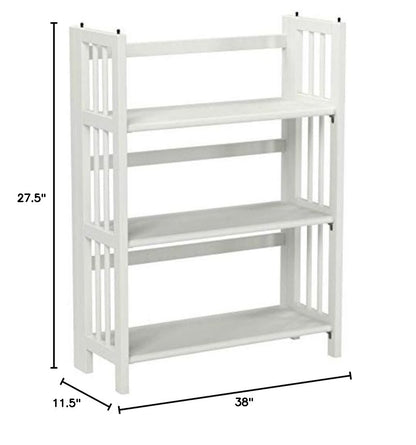 Casual Home 3-Shelf Folding Stackable Bookcase (27.5" Wide)-White - color: White, size: 3-Shelf Stackable